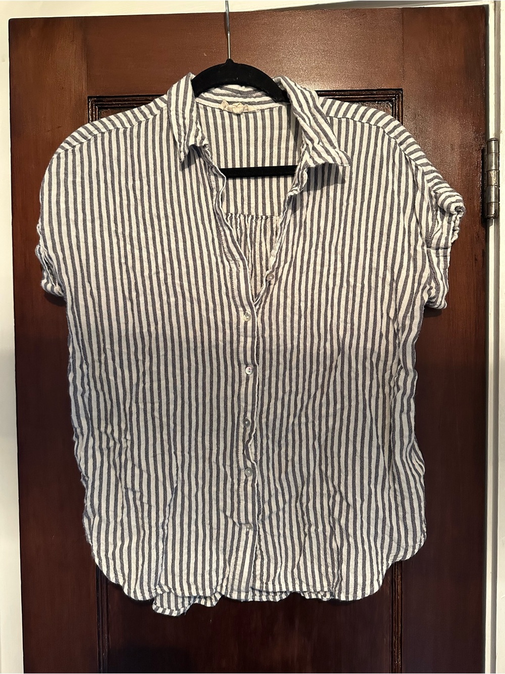 Jane and Delancey Striped Button Shirt - White & Navy